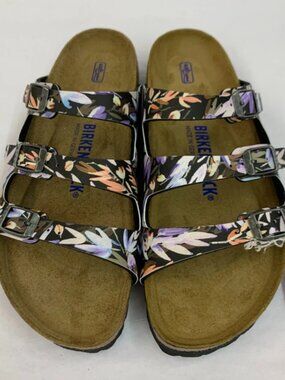 Birkenstock Florida Fresh Floral Fades Black Birko Flor Soft Footbed Regular